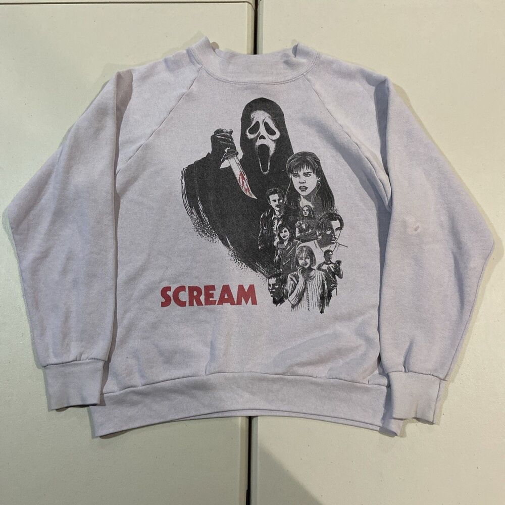 Vintage 90s Fruit Of The Loom Scream Horror Movie Ghostface Sweater Made in USA